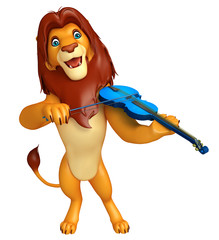 Poster - Lion cartoon character  with violin