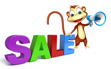 Poster - Monkey cartoon character with sale sign and loud speaker