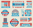 Encourage voting USA 2016 vector badges set. American vote labels for national voting day, vector illustration