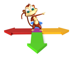 Poster - Monkey cartoon character with arrow