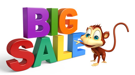 Poster - Monkey cartoon character with bigsale sign