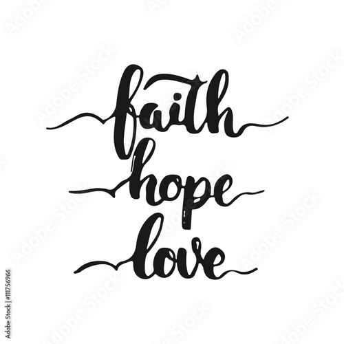 Fotomural Dibujado a mano la frase letras de la tipografía de la fe del amor aislado en el fondo blanco