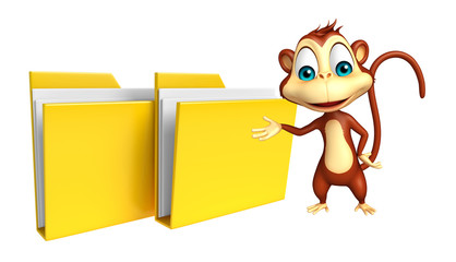 Canvas Print - fun Monkey cartoon character with folder