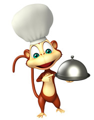 Poster - Monkey cartoon character with chef hat and cloche