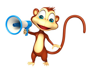 Sticker - cute Monkey cartoon character with loud speaker