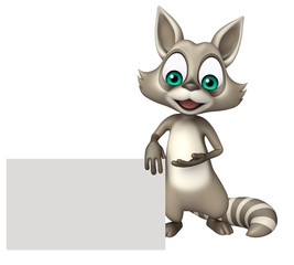 Poster - fun Raccoon cartoon character with board