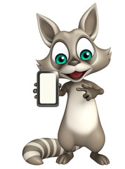 Poster - cute Raccoon cartoon character with mobile