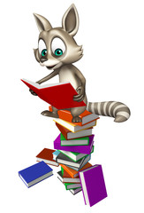 Poster - Raccoon cartoon character with books