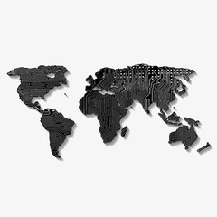 Aufkleber - Circuit board world map background. on a white background Vector eps10