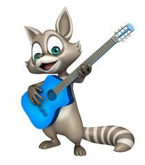 Wall Mural - fun Raccoon cartoon character with guitar