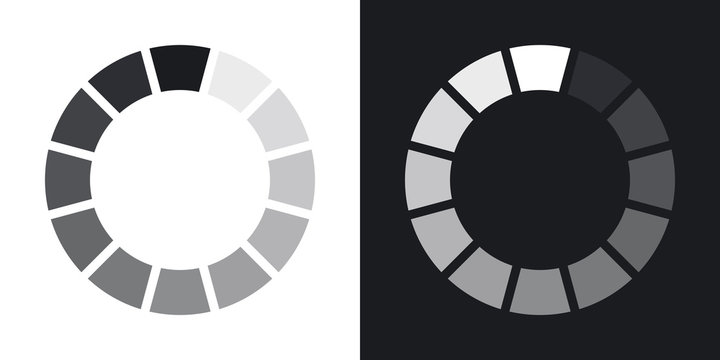 Loading icon, vector illustration. Two-tone version on black and