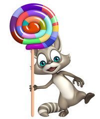 Poster - Raccoon cartoon character with lollypop