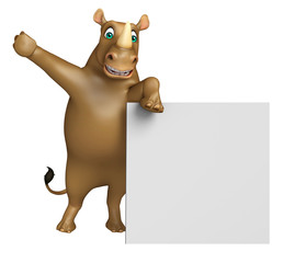 Poster - fun Rhino cartoon character with  board