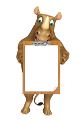 Poster - Rhino cartoon character with exam pad