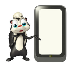 Sticker - cute Skunk cartoon character with mobile