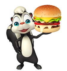 Wall Mural - fun Skunk cartoon character with burger