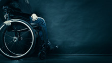 Woman Invalid Girl Sitting On Wheelchair
