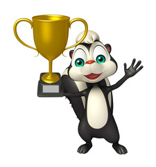 Poster - fun Skunk cartoon character with winning cup