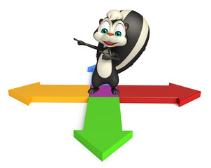 Poster - fun Skunk cartoon character with arrow