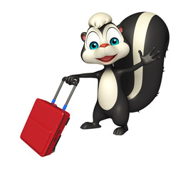 Wall Mural - cute Skunk cartoon character with travel bag