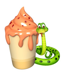 Sticker - cute Snake cartoon character with ice-cream