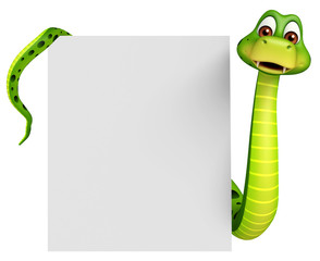 Sticker - fun Snake cartoon character with board