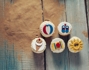 Wall Mural - Colorful Summer Cupcakes