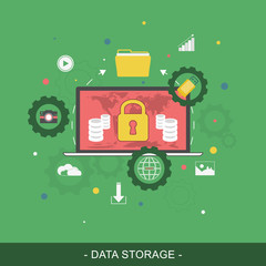 Poster - Data storage flat concept. Vector illustration.