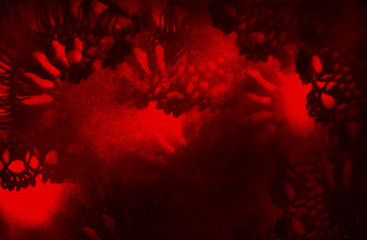 Poster - Beautiful Ornament  and color spots on background. Red color.