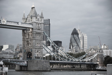 Poster - Tower Bridge and City of London skyscrapers, London