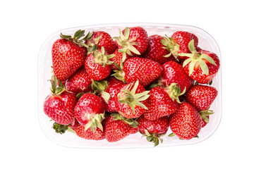 Wall Mural - Strawberries in plastic box, isolated.File contains clipping pat