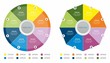Dwie kolorowe biznesowe infografiki kołowe