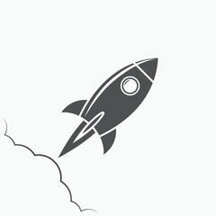 Wall Mural - rocket icon, rocket logo, rocket emblem on white background