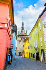 Wall Mural - Medieval street inside the medieval Citadel in Sighisoara town, Romania