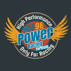 pure power racing graphic for t-shirt,tee graphic,apparel design,poster, label,sticker,arm