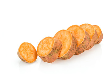 Wall Mural - Fresh sweet potato sliced , isolated on white background