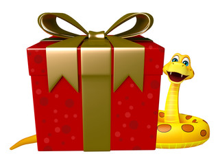 Poster - Snake cartoon character with giftbox