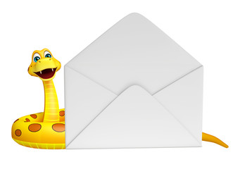 Poster - fun Snake cartoon character with mail