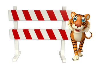 Poster - cuteTiger cartoon character with baracade