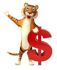 Canvas Print - cute Tiger cartoon character with dollar sign