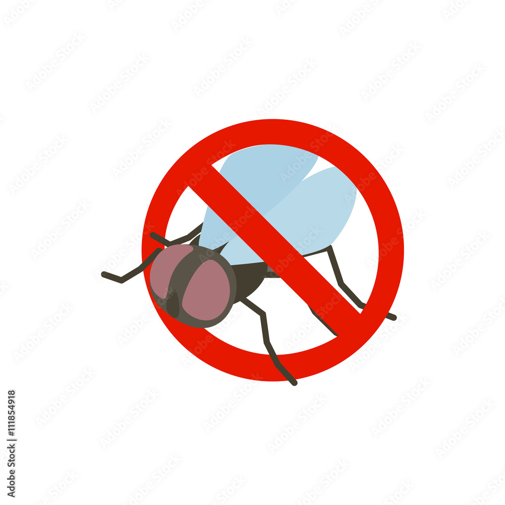 Warning sign with fly icon, isometric 3d style Stock Vector | Adobe Stock