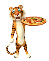 Poster - Tiger cartoon character with pizza