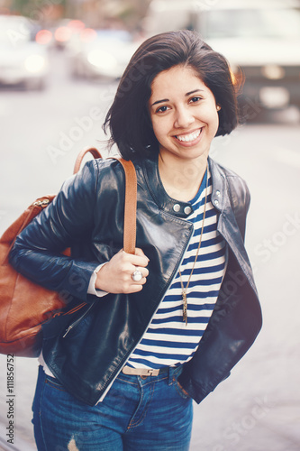 Portrait Of Beautiful Smiling Young Caucasian Latin Girl Woman