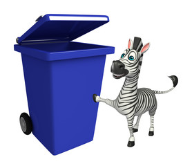 Sticker - cute Zebra cartoon character  with dustbin