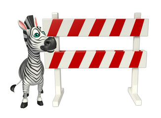 Sticker - cute Zebra cartoon character with  baracade