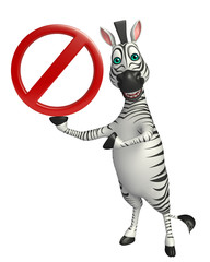 Poster - Zebra cartoon character with stop sign