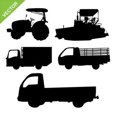 Canvas Print - truck and tractor silhouettes vector