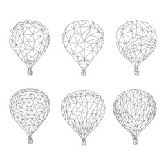 Sticker - Hot air balloon polygon vector