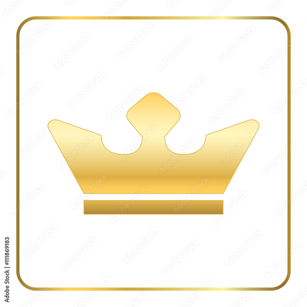 Crown gold icon. Royal golden silhouette icon isolated on white ...