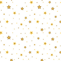 Wall Mural - stars seamless pattern gold and white retro background. chaotic elements. abstract geometric shape t